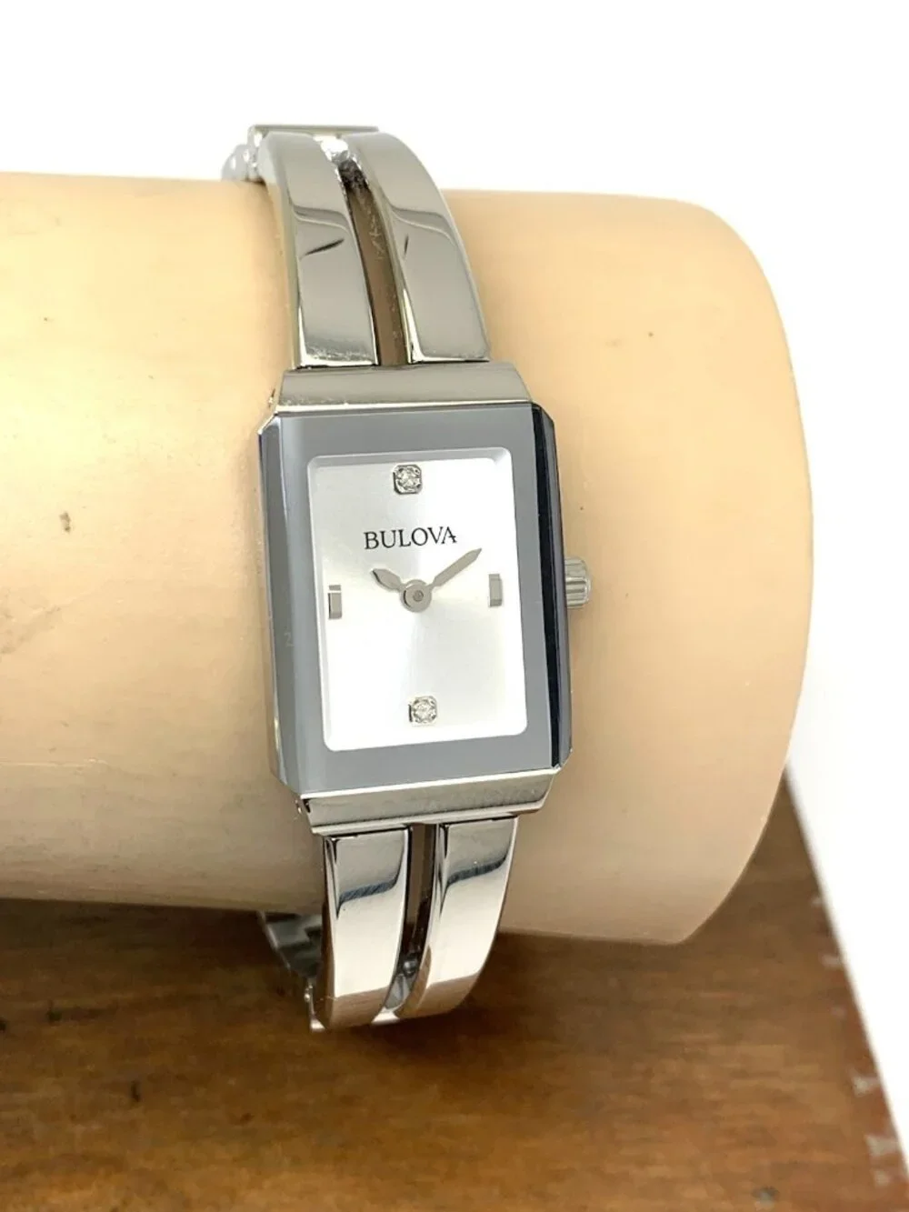 Bulova Women's Watch 96P246 Quartz Diamond Silver Dial Stainless Steel Tank 18mm